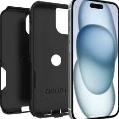 Cell Phone Cases<OtterBox Commuter MagSafe Rugged Case for iPhone 13/14/15, Shock Absorbing, Black (77-92606)