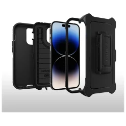 Cell Phone Cases<OtterBox Defender Series Pro Black Rugged Case for iPhone 14 Pro (77-88696)