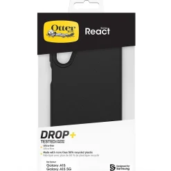 Cell Phone Cases<OtterBox React Rugged Case for Galaxy A15 5G, Shock Absorbing, Black (77-95194)