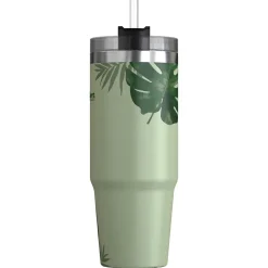 Outdoors Professional Stainless Steel Double-Walled Vacuum Insulated Tumbler with Straw, 30 oz., Tropical Green (OUTD9218)