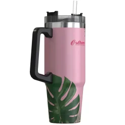 Outdoors Professional Stainless Steel Double-Walled Vacuum Insulated Tumbler with Straw, 30 oz., Tropical Pink (OUTD9225)