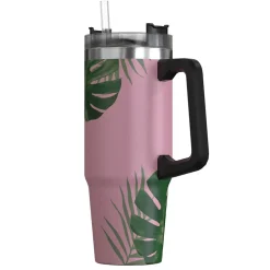 Outdoors Professional Stainless Steel Double-Walled Vacuum Insulated Tumbler with Straw, 30 oz., Tropical Pink (OUTD9225)
