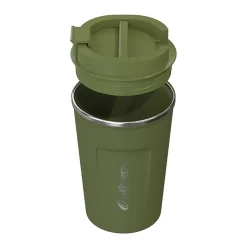 Outdoors Professional Stainless Steel Double-Walled Vacuum-Insulated Coffee Cup, 12.8 oz., Olive Green (OUTD9423)