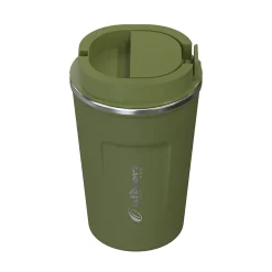 Outdoors Professional Stainless Steel Double-Walled Vacuum-Insulated Coffee Cup, 12.8 oz., Olive Green (OUTD9423)