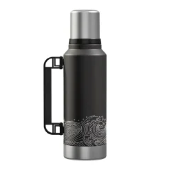 Outdoors Professional Stainless Steel Vacuum Insulated Termo Classic Water Bottle, 33 oz., Black Waves (OUTD9379)