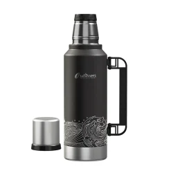 Outdoors Professional Stainless Steel Vacuum Insulated Termo Classic Water Bottle, 33 oz., Black Waves (OUTD9379)