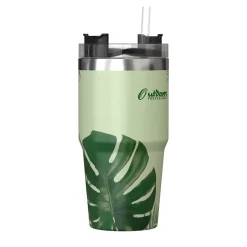Outdoors Professional Stainless Steel Double-Walled Vacuum Insulated Tumbler with Straw, 20 oz., Tropical Green (OUTD9195)