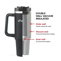 Outdoors Professional Stainless Steel Double-Walled Vacuum Insulated Tumbler with Straw, 40 oz., Black (OUTD9041)