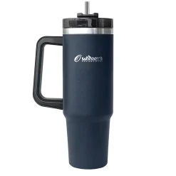Outdoors Professional Stainless Steel Double-Walled Vacuum Insulated Tumbler with Straw, 40 oz., Navy Blue (OUTD9058)