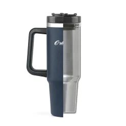 Outdoors Professional Stainless Steel Double-Walled Vacuum Insulated Tumbler with Straw, 40 oz., Navy Blue (OUTD9058)