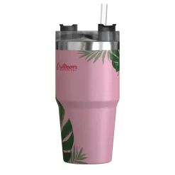 Outdoors Professional Stainless Steel Double-Walled Vacuum Insulated Tumbler with Straw, 20 oz., Tropical Pink (OUTD9201)