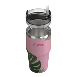 Outdoors Professional Stainless Steel Double-Walled Vacuum Insulated Tumbler with Straw, 20 oz., Tropical Pink (OUTD9201)