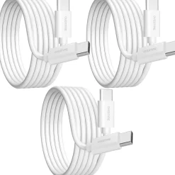 Overtime USBC Certified Charging Cables USB-C to USB-C Charging Cable, 10 ft., White, 3/Pack (MFIWHITE10FTX2)