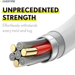 Overtime USBC Certified Charging Cables USB-C to USB-C Charging Cable, 6 ft., White, 3/Pack (MFIBLACK10FT)