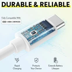 Overtime USB-C/USB-A Universal Charger with Two Certified USB-C to Lightning Cables, White (OTH2USB2ARG)