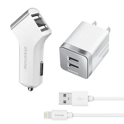 Overtime 3PC Kit Lightning Charging Kit/Bundle for iPhone/iPad/iPod Touch, White (DAC3IN1)