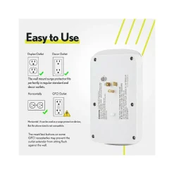 Surge Protectors & Power Strips<Overtime Wall Outlet Extender, 6 Outlets and 2 USB/2 USBC Ports, Surge Protector, White (OTWP6AC4USB42)