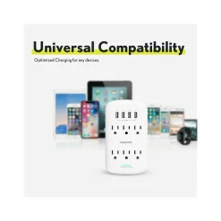 Surge Protectors & Power Strips<Overtime Wall Outlet Extender, 6 Outlets and 2 USB/2 USBC Ports, Surge Protector, White (OTWP6AC4USB42)