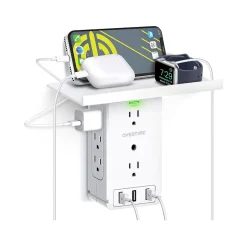 Surge Protectors & Power Strips<Overtime Wall Outlet Shelf, 8 Outlets and 3 USB Ports, Surge Protector, White (OTWP8O3USB)