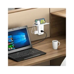 Surge Protectors & Power Strips<Overtime Wall Outlet Shelf, 8 Outlets and 3 USB Ports, Surge Protector, White (OTWP8O3USB)