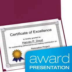 Sale Certificate Holders, 8.88" x 11.25", Burgundy, 5/Pack (29900585BGD) Awards & Certificates