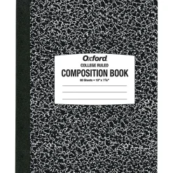 Oxford Composition Book, 7 7/8" x 10", College Ruled, 80 Sheets, Black and White Marble (26-252) Discount