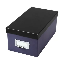 Outlet Index Card File Box, 1000-Card Capacity, Indigo/Black (406462) Index Cards