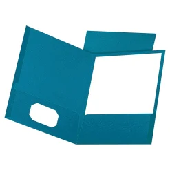 Oxford Linen 2-Pocket Presentation Folders, Teal, 25/Box (OXF 53442) Online
