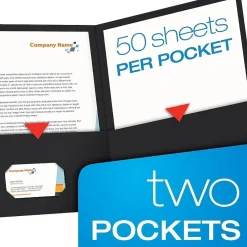 Oxford 2-Pocket Presentation Folders, Black, 25/Box (OXF 57506) Online