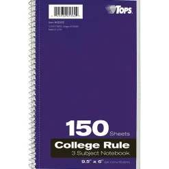 Oxford 3-Subject Notebook, 6" x 9 1/2", College Ruled, 150 Sheets, Assorted Colors (65362) Best