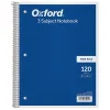 Oxford 3-Subject Notebooks, 8" x 10.5", Wide Ruled, 120 Sheets, Each (65012) Outlet
