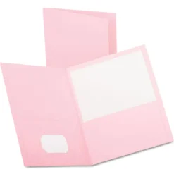 Oxford Twin-Pocket Folder, Embossed Leather Grain Paper, Pink, 25/Box (57568EE) New