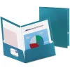 Oxford Two-Pocket Laminated Folder, 100-Sheet Capacity, Metallic Teal, 25/Box New
