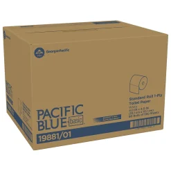 Pacific Blue Basic 1-Ply Inner Wrapped Embossed Toilet Paper by GP PRO, White, 550 Sheets/Roll, 80 Rolls/Case (19881/01)
