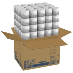 Pacific Blue Basic Recycled Toilet Paper, 1-Ply, White, 1210 Sheets/Roll, 80 Rolls/Carton (1458001/14500)