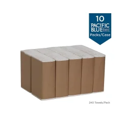 Paper Towels<Pacific Blue Basic Recycled C-Fold Paper Towels, 1-ply, 240 Sheets/Pack, 10 Packs/Carton (25190)