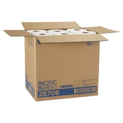 Paper Towels<Pacific Blue Basic Recycled Hardwound Paper Towels, 1-ply, 350 ft./Roll, 12 Rolls/Carton (28706)