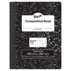 Pacon Composition Notebooks, 9.75" x 7.5", Quad Ruled, 100 Sheets, Black, 6/Bundle (PACMMK37105-6) Discount