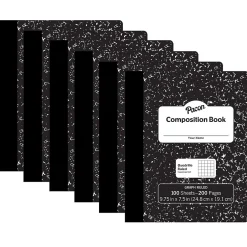 Pacon Composition Notebooks, 9.75" x 7.5", Quad Ruled, 100 Sheets, Black, 6/Bundle (PACMMK37103-6) Online