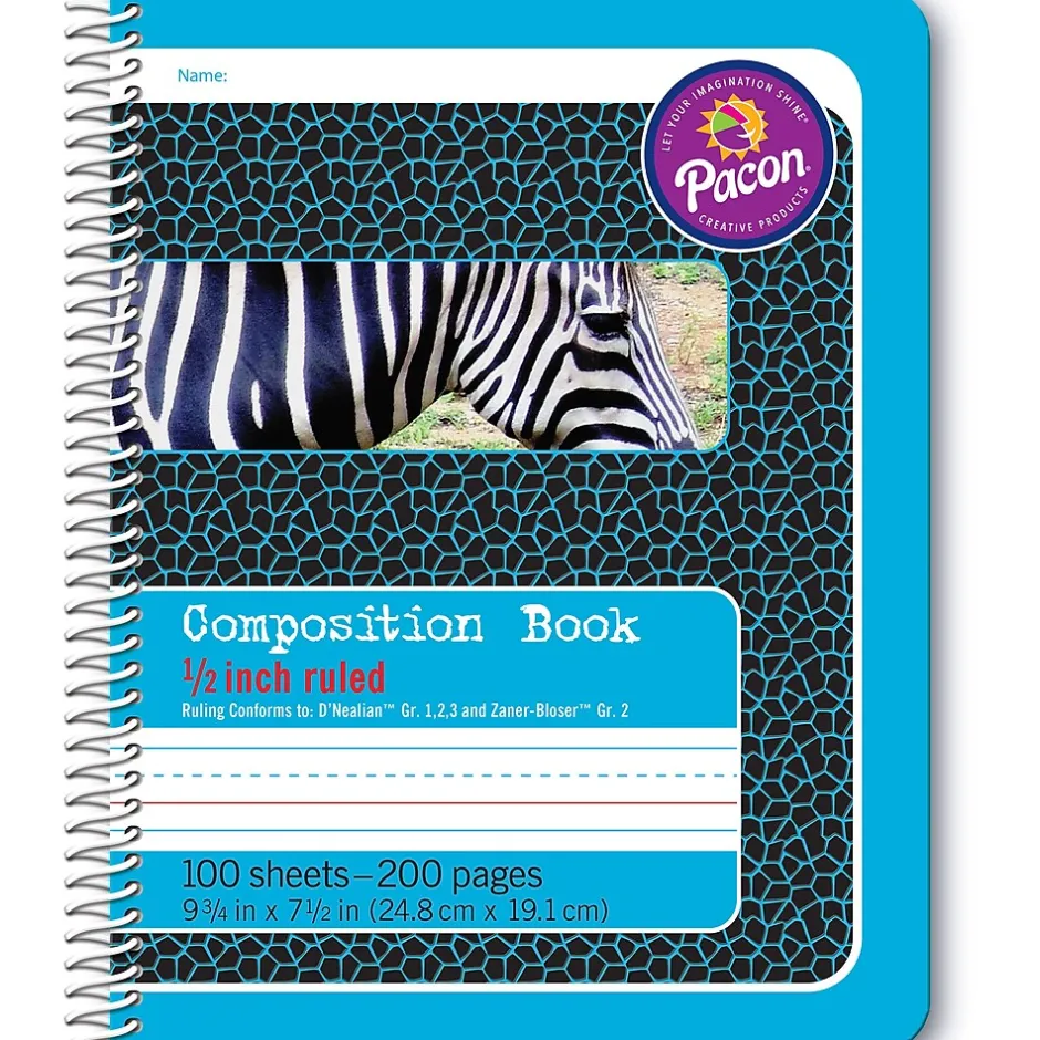 Pacon Composition Notebooks, 9.75" x 7.5", Wide Ruled, 100 Sheets, Blue, 6/Bundle (PAC2429-6) Discount