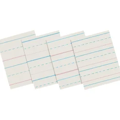 New Pacon 10-1/2" x 8", 1/2" Ruled Broken Midline Newsprint, White, 500 Sheets/Pk Classroom Paper