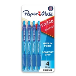 Paper Mate Ballpoint Pen, Profile Retractable Pen, Medium Point, Blue Ink, 4/Pack (2113555) Best