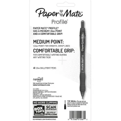 Paper Mate Ballpoint Pen, Profile Retractable Pen, Medium Point, Blue Ink, 4/Pack (2113555) Best
