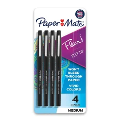 Paper Mate Flair Felt Pen, Medium Point, 0.7mm, Black Ink, 4 Pack (84344) Discount