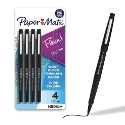Paper Mate Flair Felt Pen, Medium Point, 0.7mm, Black Ink, 4 Pack (84344) Discount