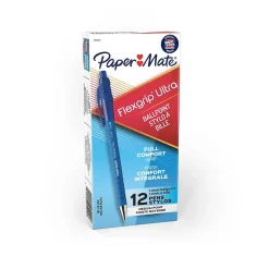 Paper Mate FlexGrip Ultra Retractable Ballpoint Pen, Medium Point, Blue Ink, 12/Pack (9510131) Clearance