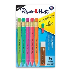 Paper Mate Handwriting Mechanical Pencil, 1.3mm, #2 Medium Lead, 5/Pack (2017483)