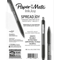 Paper Mate InkJoy 300RT Retractable Ballpoint Pen, Medium Point, Black Ink, 8/Pack (1781565/1945920) New