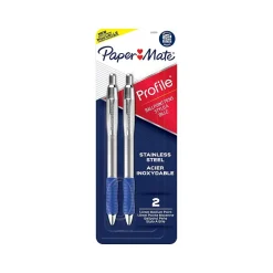 Paper Mate Profile Metal Barrel Retractable Ballpoint Pen, Medium Point, Blue Ink, 2/Pack (2130519) Sale