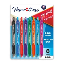 Paper Mate Profile Retractable Ballpoint Pen, Bold Point, Assorted Ink, 8/Pack (54549) Hot